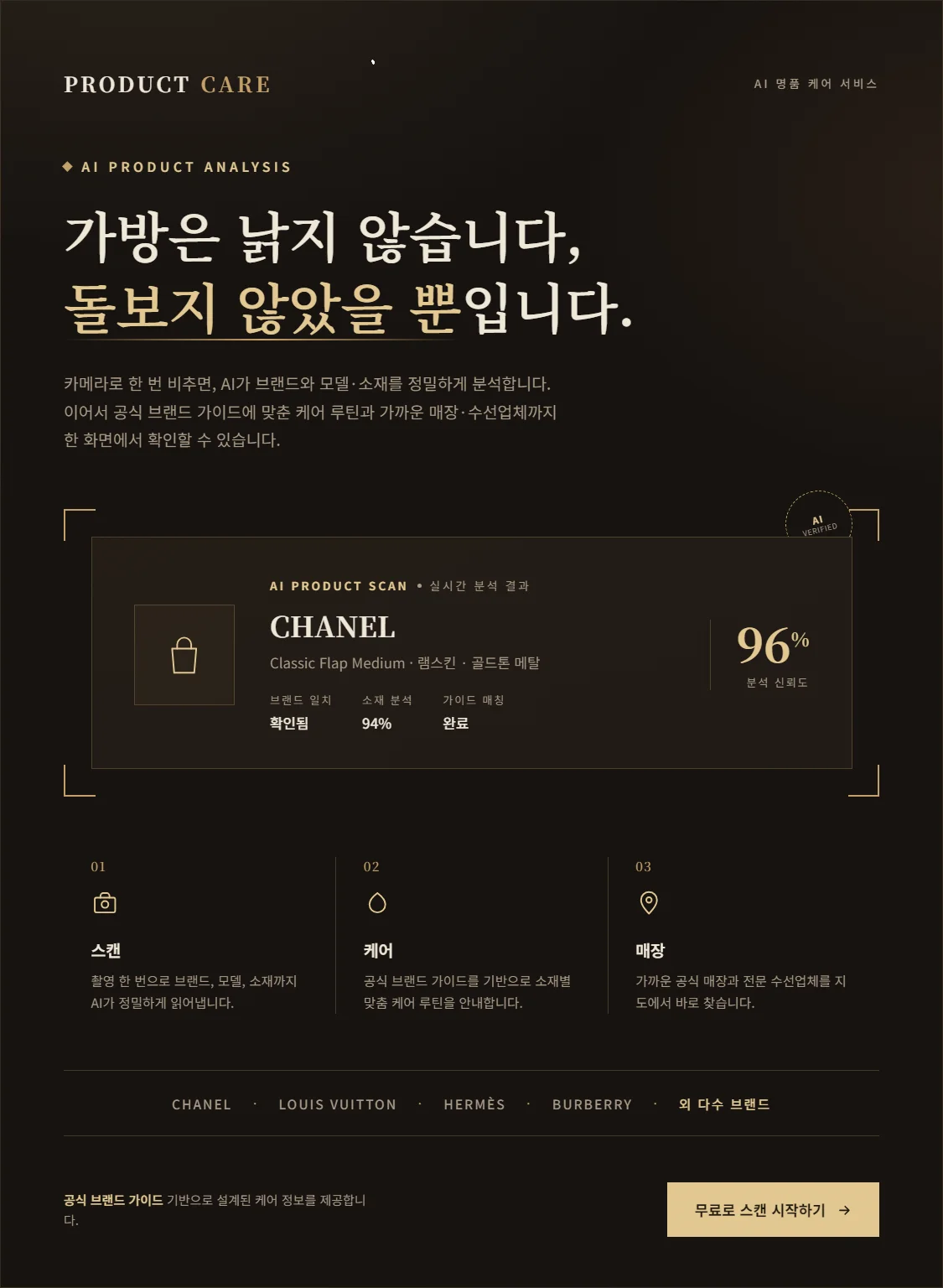 PRODUCT CARE 프로젝트 화면